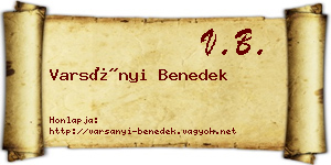 Varsányi Benedek névjegykártya